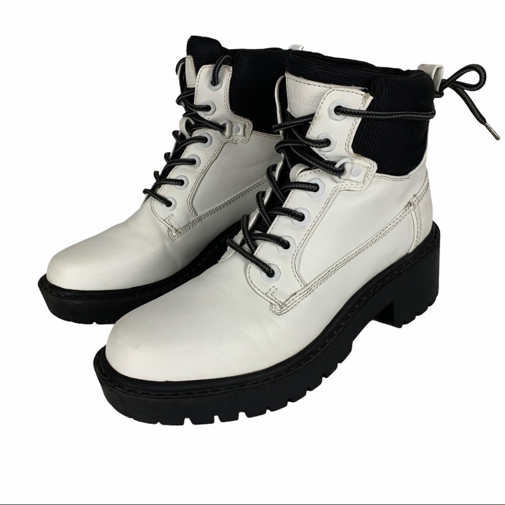Kendall & Kylie White and Black Chunky Combat Boots